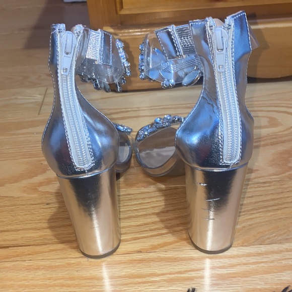 Silver Gem Rhinestone Shine Alisha Glam Chunk Heel Charlotte Russe - Picture 4 of 6